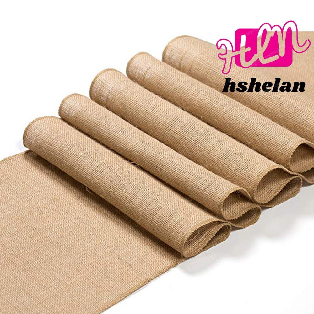 HHSHELAN Vintage Table Runner Wedding Burlap Hessian Natural Jute Home Table Runners