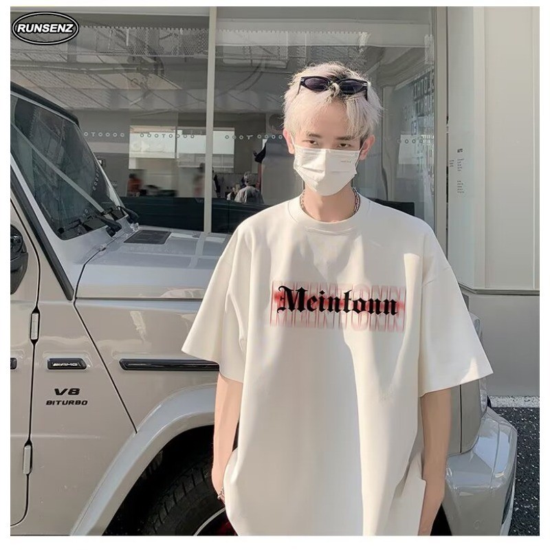 เสื้อยืดแขนสั้นผู้ชาย ไซส์ใหญ่ M-8XL สไตล์เกาหลี