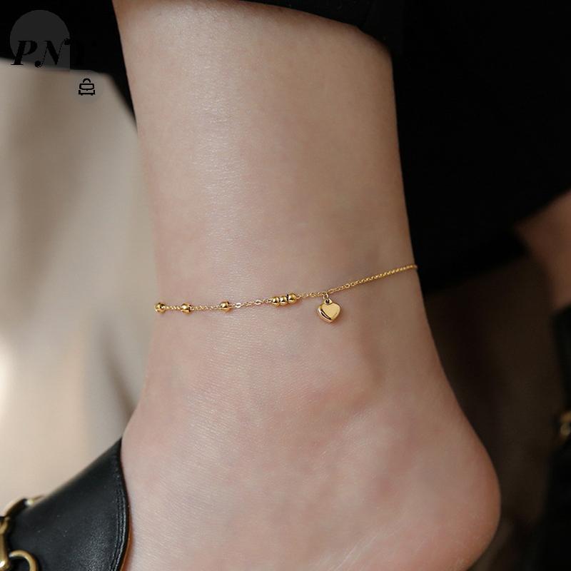 [PNY] Simple Titanium Steel Anklet Womens Advanced 18K Anklet Fashion Love Anklet Accessories VN