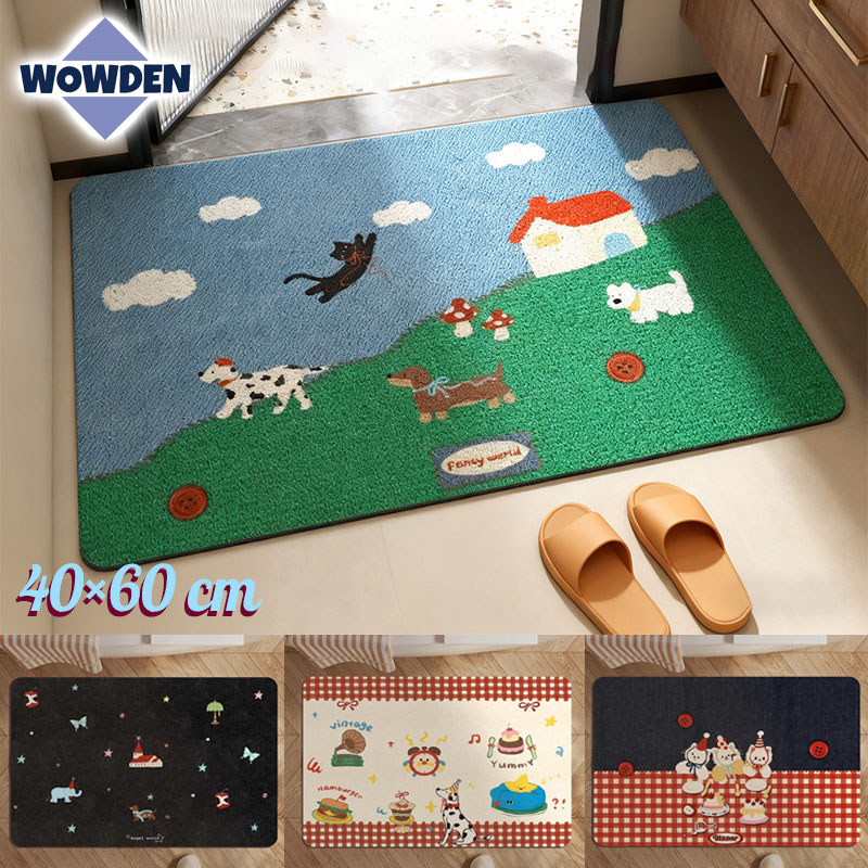 พรมไดอะตอม พรมเช็ดเท้า 40x60ซม ห้องน้ำ ซับน้ำเร็ว แห้งไว ดีไซน์การ์ตูนวินเทจสไตล์เกาหลี ตกแต่งห้อง