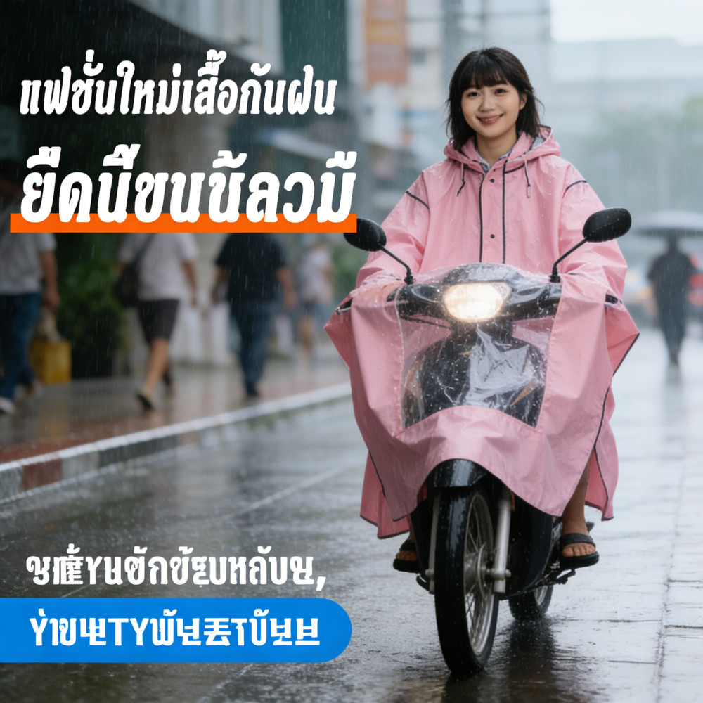 เสื้อกันฝนมอเตอร์ไซค์ชุดกันฝนผู้ใหญ่ลายหมีแบบยาวมีหลายสีใหญ่พิเศษNEW