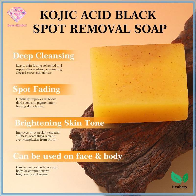 Heabety Kojic Acid Spot Removal Soap สบู่ทํามือทําความสะอาดกระจ่างใสและอ่อนโยน ใหม่