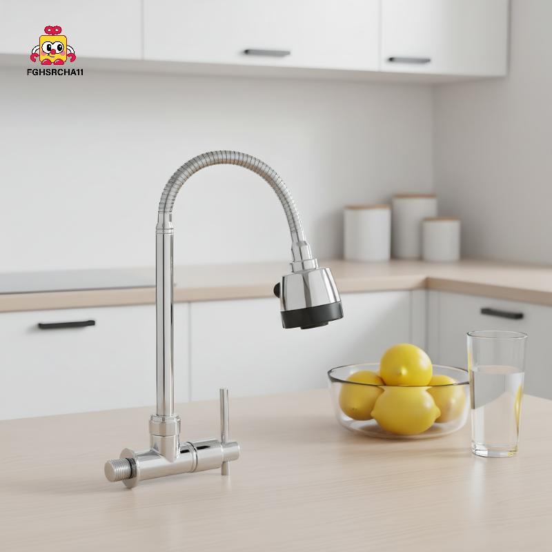 FG 360° ก๊อกน้ําห้องครัวสแตนเลสยืดหยุ่นหมุนหัวฉีดอ่างล้างจานทําความสะอาด S HS