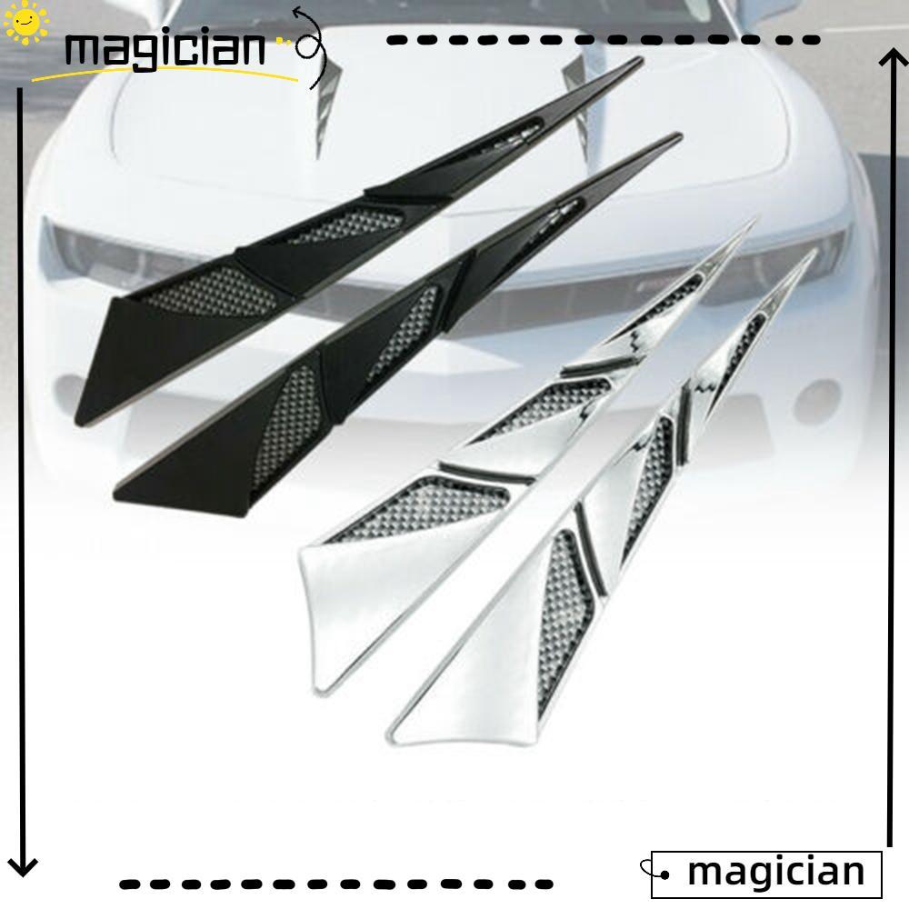 MAGICIAN 1 คู่ Vent ฝาครอบตกแต่งรถ-จัดแต่งทรงผมสีดําเงิน ABS Air Intake