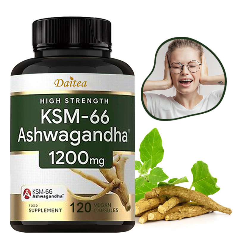 KSM-66 Ashwagandha Dietary Capsules 1200 mg - สารต้านอนุมูลอิสระ ต่อสู้กับความเครียด ปรับปรุงการนอนหลับ เสริมภูมิคุ้มกัน ควบคุมอารมณ์