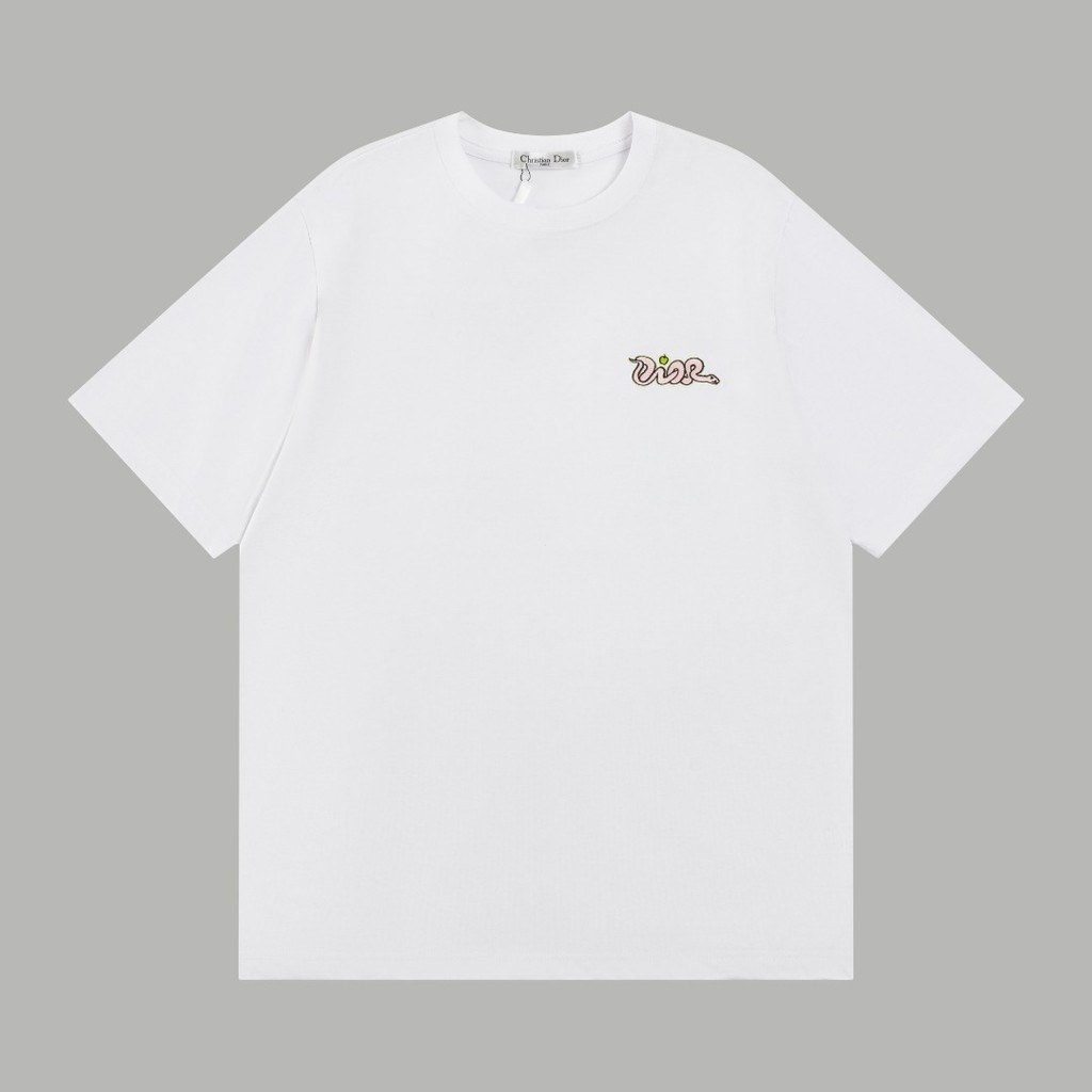 เสื้อยืดผ้าฝ้ายแท้ Dior สไตล์สตรีท สำหรับผู้ชายและผู้หญิง ปี 2026