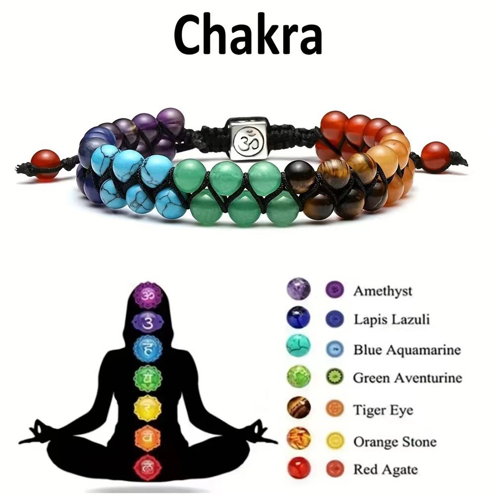 Top Plaza 7 Chakra Treatment Crystal Bracelet Yoga Stone Adjustable Beads Bracelet Meditation Relaxa