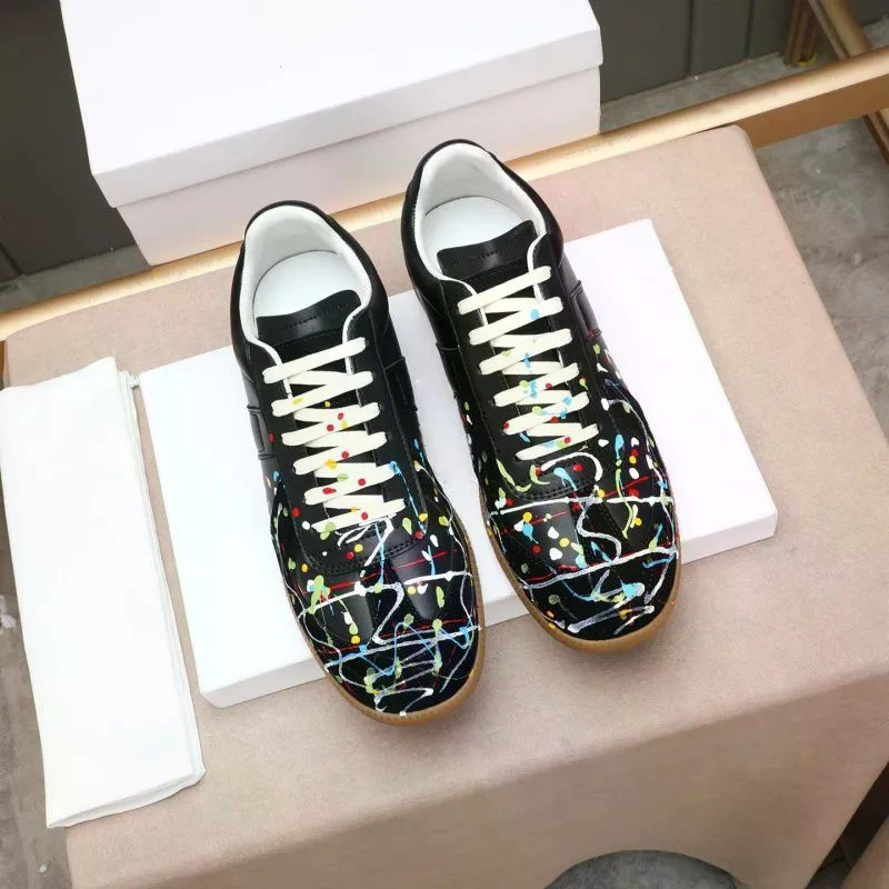 M MM6 Splash Ink Genuine Leather Retro Casual Shoes