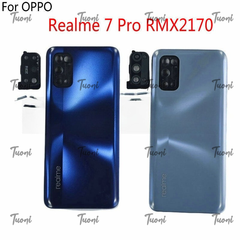 ฝาหลังกรอบสําหรับ OPPO Realme 7 Pro RMX2170 กรอบกลางฝาครอบแบตเตอรี่ฝาหลังประตูด้านหลังพร้อมเลนส์กล้องปุ่มด้านข้าง
