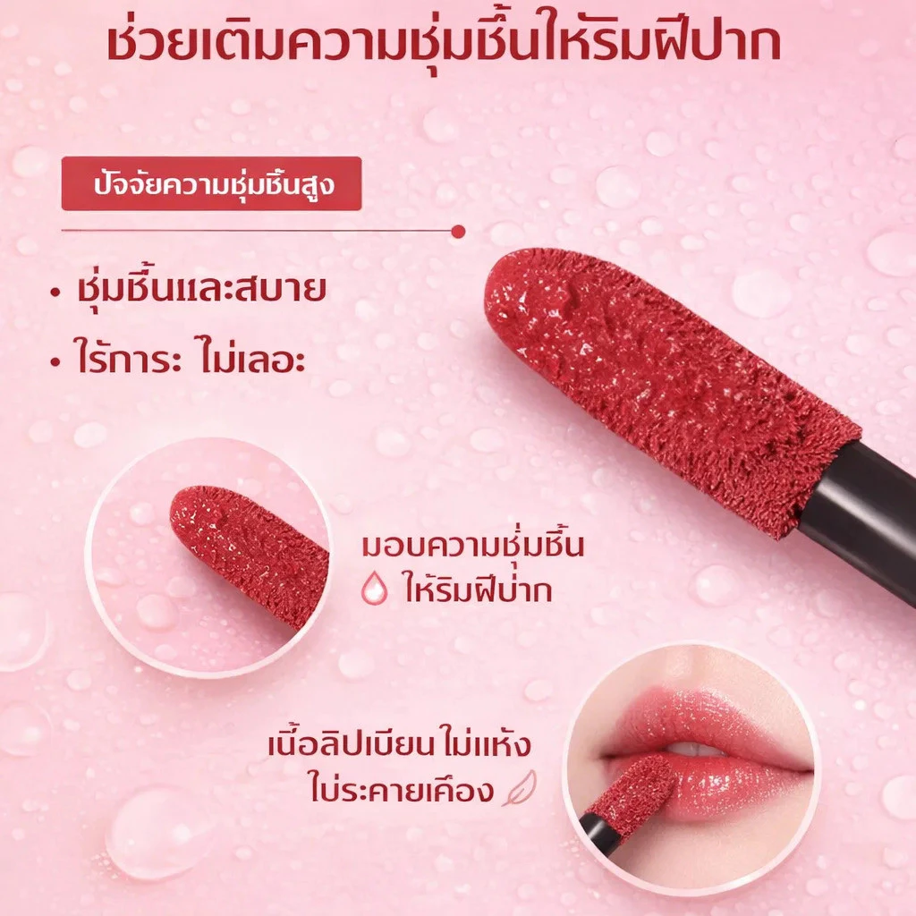 【ชุ่มชื้นและสดใส】ลิปกลอสให้ความชุ่มชื้นให้ริมฝีปากอวบอิ่ม สีเด่นชัด สร้างความสดชื่น สิบสองสี ดูดีเป็นธรรมชาติ ลิปทิ้นท์ thumbnail 9