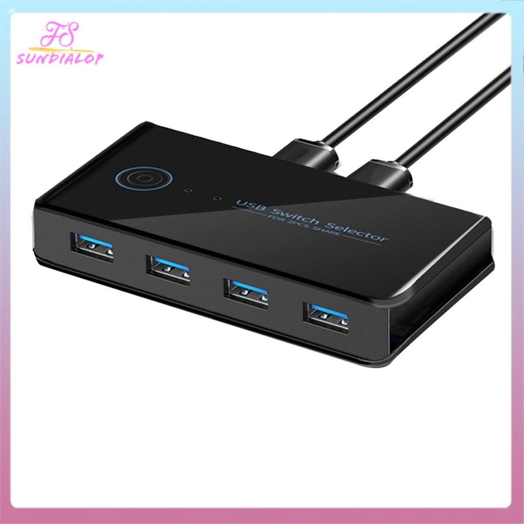 [sundialop.th] USB KVM Switch USB Shared Switcher 2 in 4 Out สําหรับแล็ปท็อปพีซีคีย์บอร์ดเมาส์เครื่อ
