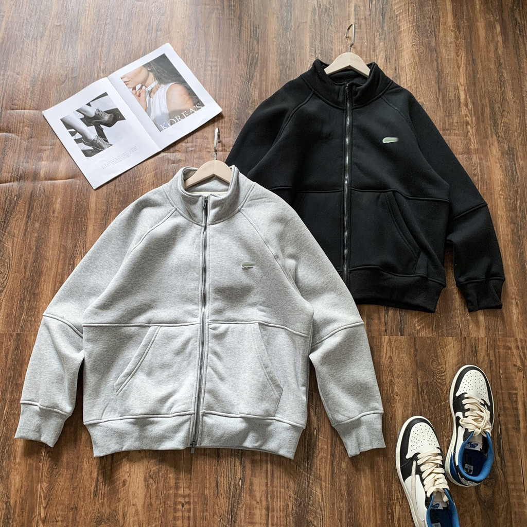 1Q0D LA'''' British Old Money Style Business Casual Baseball Collar Fashionable Casual Fleece-Lined 