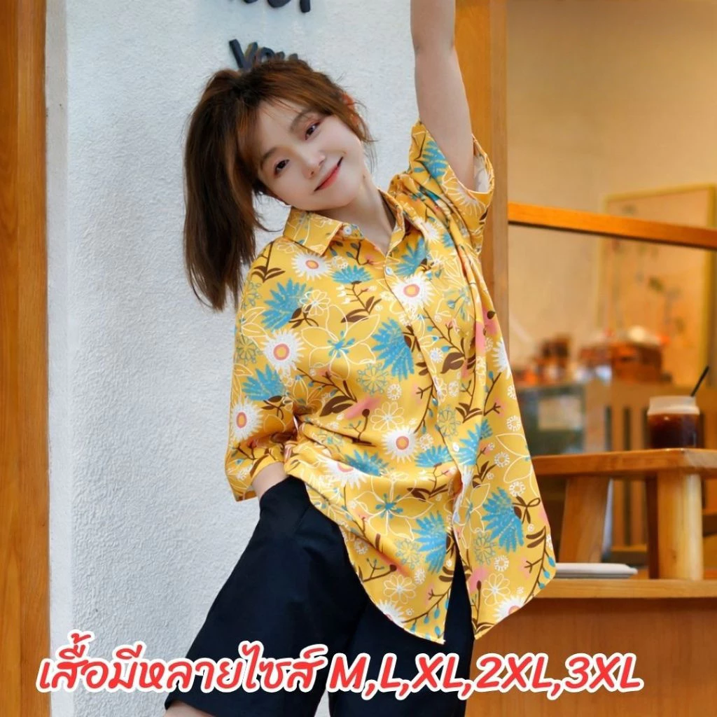 เสื้อลายดอก 17ลาย คอปกแขนสั้น กระดุมหน้า ผ้าไหมอิตาลี ชาย/หญิง thumbnail 5