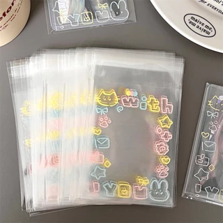 COZII 🚀 📌ถุงซีลเก็บการ์ดไอดอล 100ชิ้น ลายแมวน่ารัก โปร่งใส กันน้ำ กันฝุ่น กันรอย ซองใส่โฟโต้การ์ด การ์ดสะสม ✔️8x10+3ซม