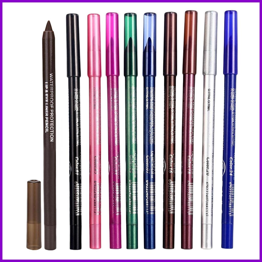 กันน้ํา Smudgeproof Eye Liner แบบพกพาแต่งหน้า Eye Liner Smudgeproof อายแชโดว์ดินสอ 10 ชิ้นสําหรับสาว meild