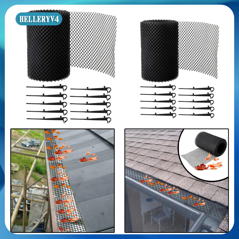 [helleryv4] Gutter Guard Mesh 20 Ft X 6In 26 Ft X 7In รางน้ําพลาสติกสีดําฝาครอบรางน้ําใบยามติดตั้งง่