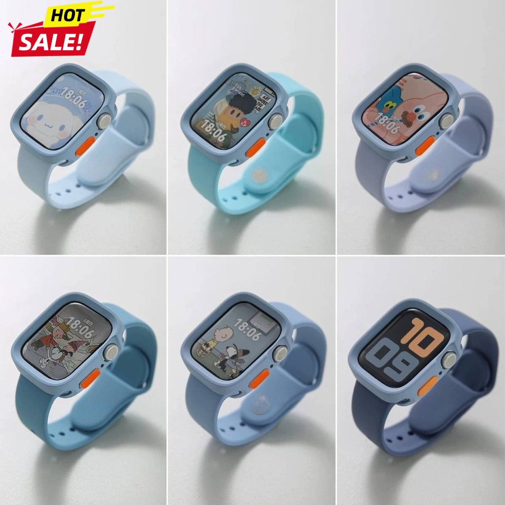 เคส TPU + ซิลิโคนนุ่ม 2-in-1 Minimalist Band สําหรับ Apple Watch Ultra3/Series 11/Ultra/10/9/8/7/SE3/6/SE/5 49มม/46มม/44มม/42มม/45มม/41มม