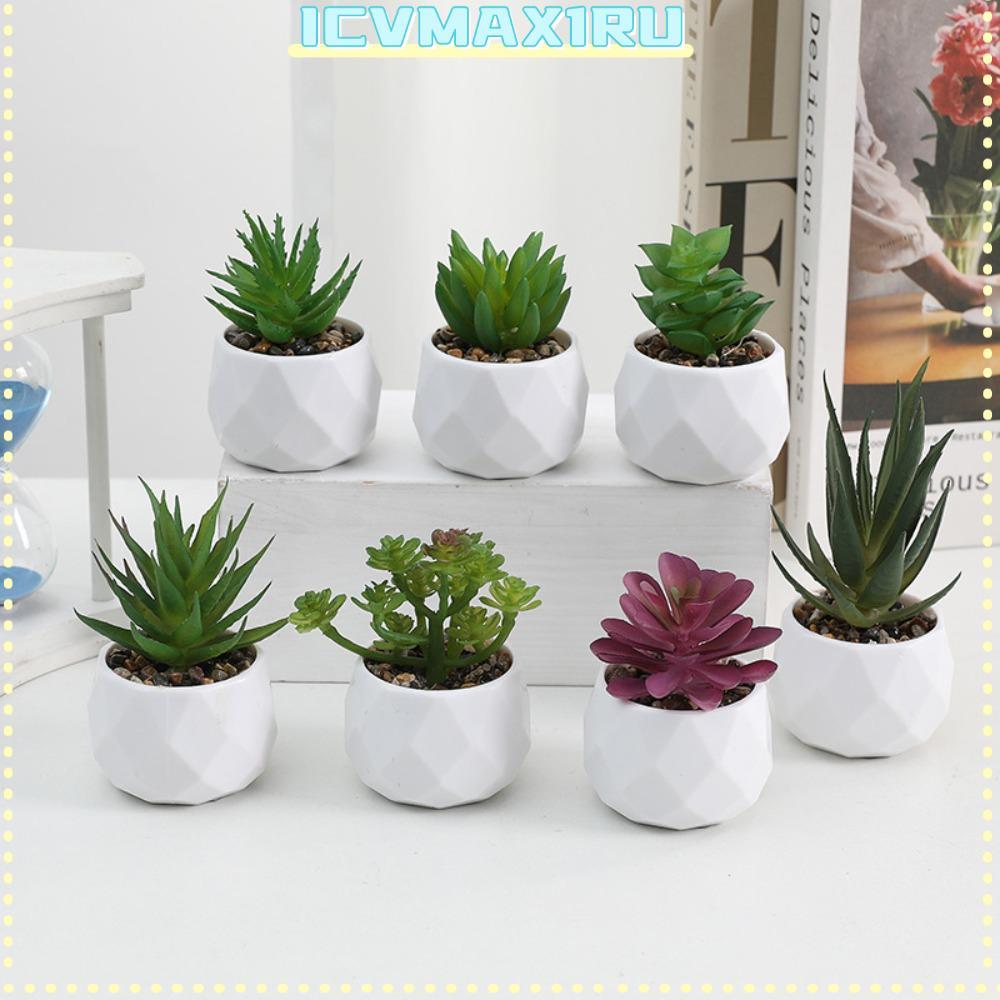 ICVMAX1RU Succulents บอนไซ,พลาสติกปลอมพืชประดิษฐ์ Succulent, Mini Cactus เอเวอร์กรีนกระถางต้นไม้ขนาดเล็กบ้าน