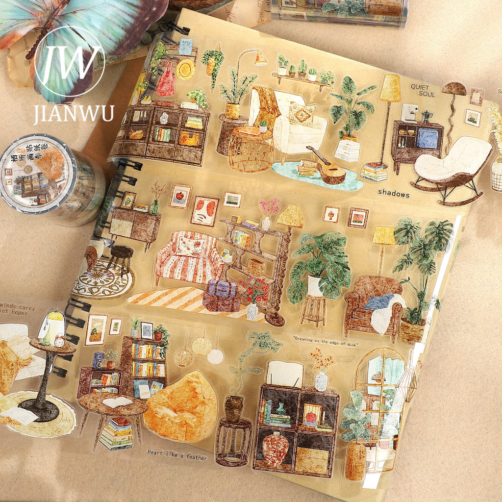 JIANWU 70 มม.* 5 M Vintage Life Plant Book ภูมิทัศน์วัสดุ Collage Scrapbooking PET เทป Creative DIY Journal เครื่องเขียน