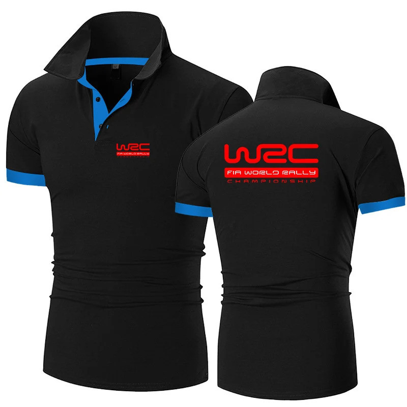 เสื้อโปโลแฟชั่นใหม่ World Rally Championship WRC สำหรับผู้ชาย คอปกพับ แขนสั้น ทรงเข้ารูป