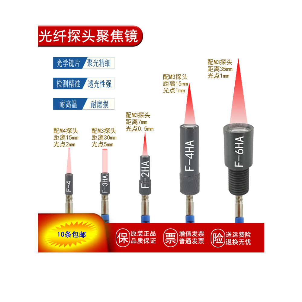 เลนส์โฟกัสไฟเบอร์ออปติก Probe คอนเดนเซอร์ F-2HA F-3HA F-4HA F-6HA เลนส์โฟกัสไฟเบอร์ออปติก M3 เลนส์