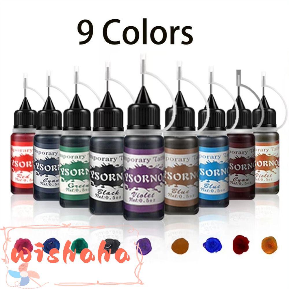 WISHAHA หมึกสักชั่วคราว 10ml DIY กึ่งถาวร อุปกรณ์สำหรับทำ Body Art และแต่งหน้า สีสด.Hand-painted Tattoo Cream