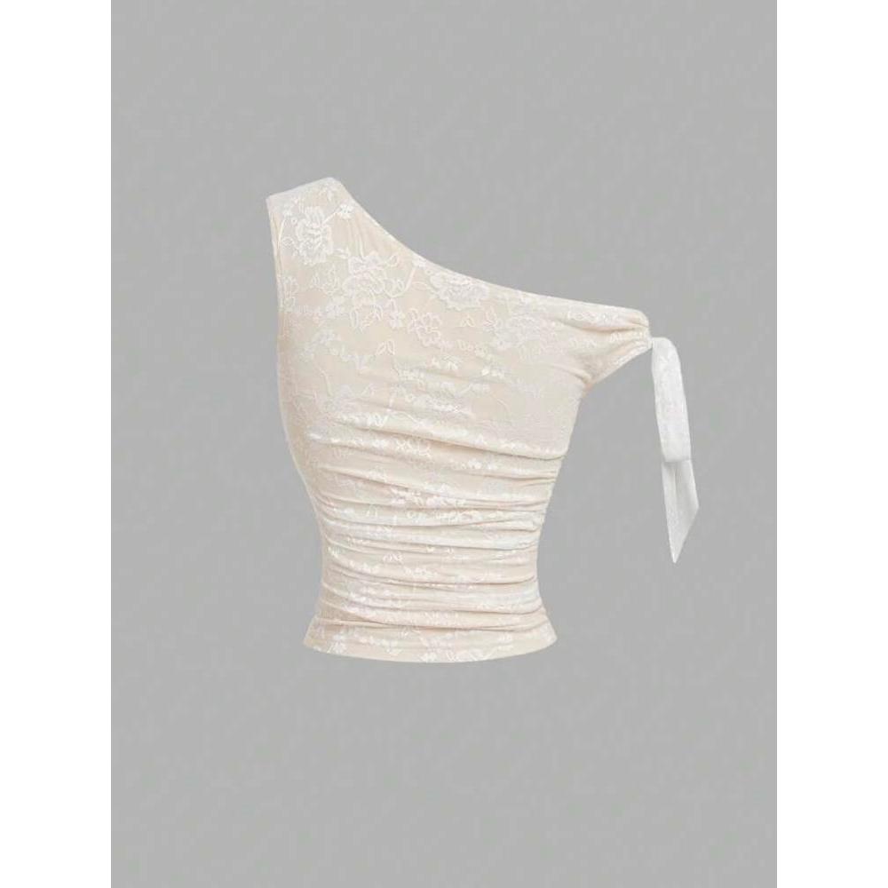 SOSEXY– LACEY BOW TOP เสื้อปาดไหล่ลูกไม้ผูกโบว์ (A9507)