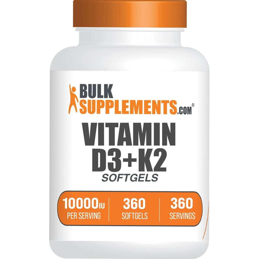 BulkSupplements.com Vitamin D3 + K2 10000 IU Softgels - K2 D3 Vitamin Supplement, for Immune Health 