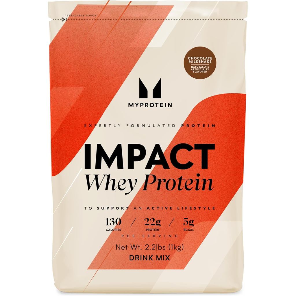 Myprotein Impact Whey Protein Powder, 2.2 Lbs (30 Servings) Chocolate Milkshake, 22g Protein & 5g BC
