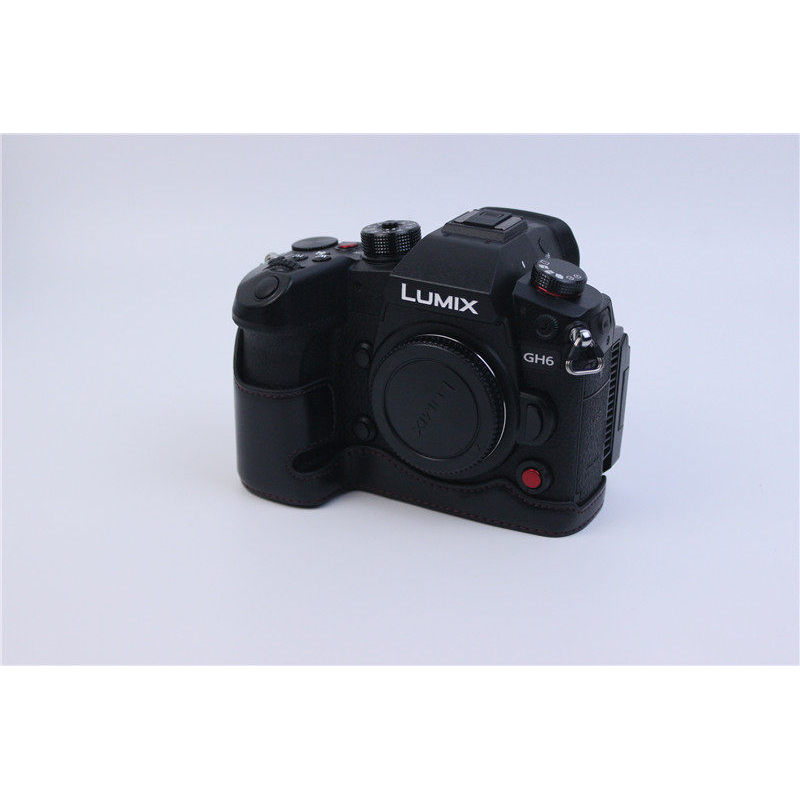 เหมาะสําหรับ Panasonic GH6 ฐานเคสป้องกันกล้อง Micro ซองหนังเดี่ยว Lumix GH6 DC-GH6 ครึ่งกรณีกล้อง