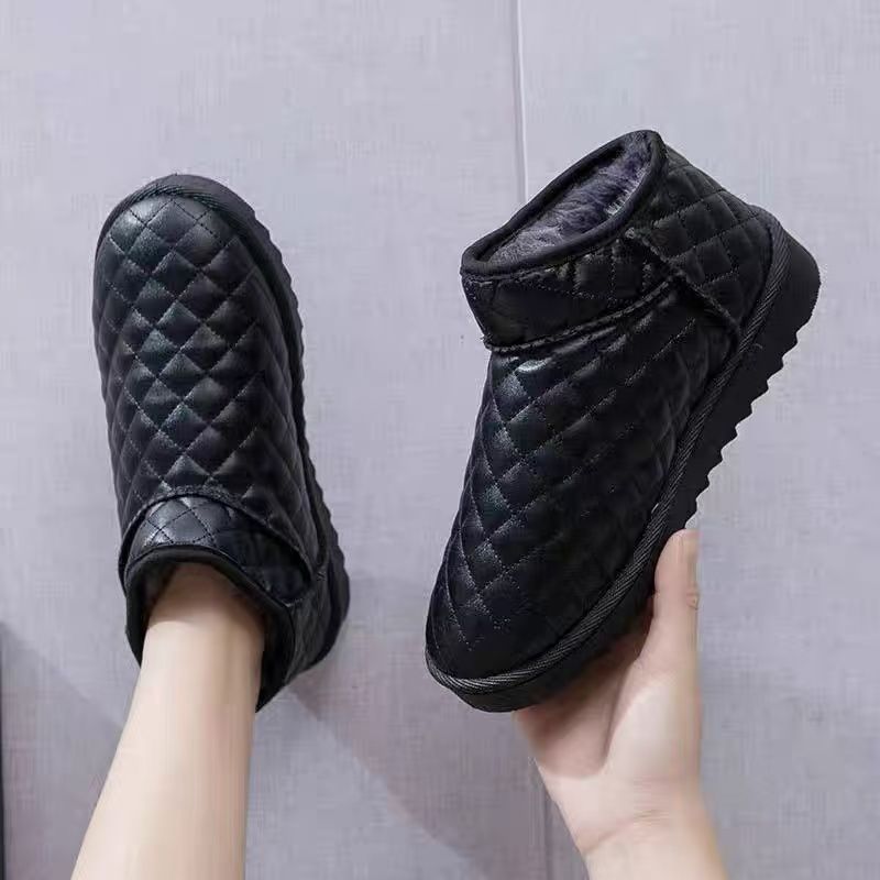 แฟชั่นเกาหลี รุ่นหนานุ่มกันน้ํา cod Outing รองเท้าผู้หญิงรองเท้าผ้าฝ้าย Happy 100 Anti-slip Plus ด้า