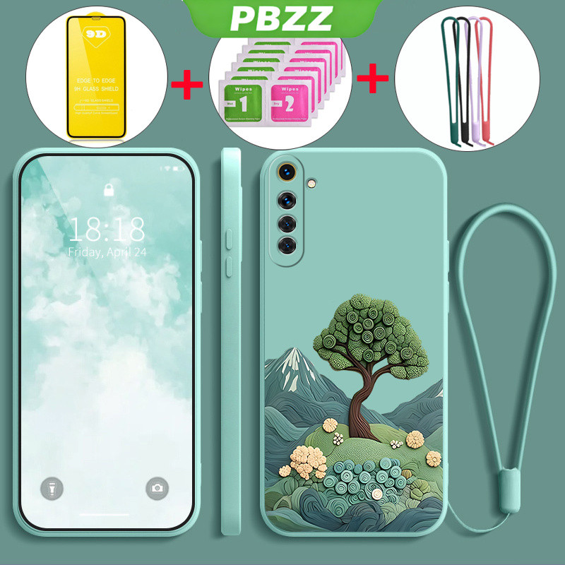 PBZZ พร้อมเคสฟิล์มนุ่มสําหรับRealme 6 pro realme 6 เคสโทรศัพท์Softcaseซิลิโคนเหลวกันกระแทกออกแบบใหม่ความงามมังงะพืชต้นไม้YTMLS01