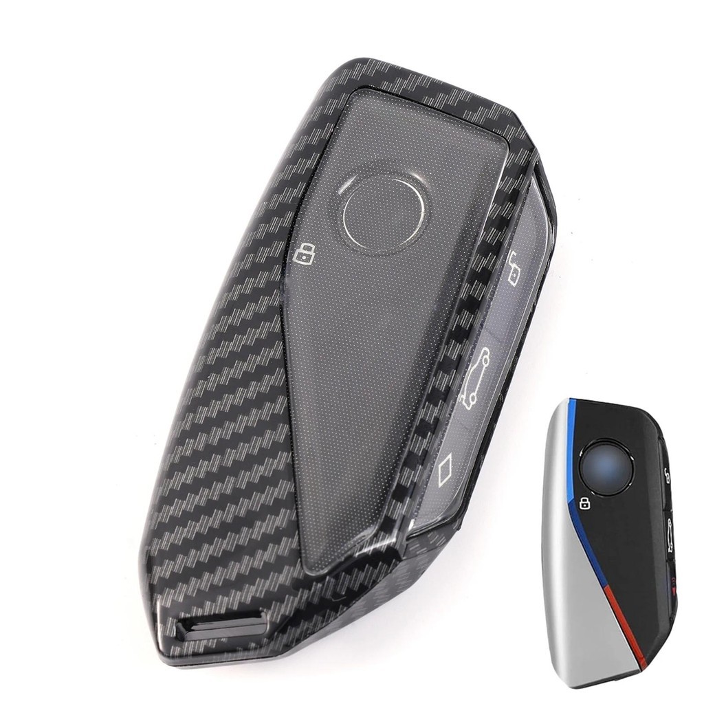 รถคาร์บอนไฟเบอร์ Remote Key Fob ผู้ถือ Shell ป้องกันสําหรับ BMW IX I5 I7 XM X1 X5 X6 X7 3 5 7 Series