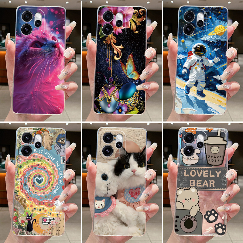 ปลอกสําหรับ Oppo Reno 15c Reno15c 5G (อินเดีย) กรณี CPH2801 ความงามแมวน่ารักการ์ตูนซิลิโคนปกหลังโปร่