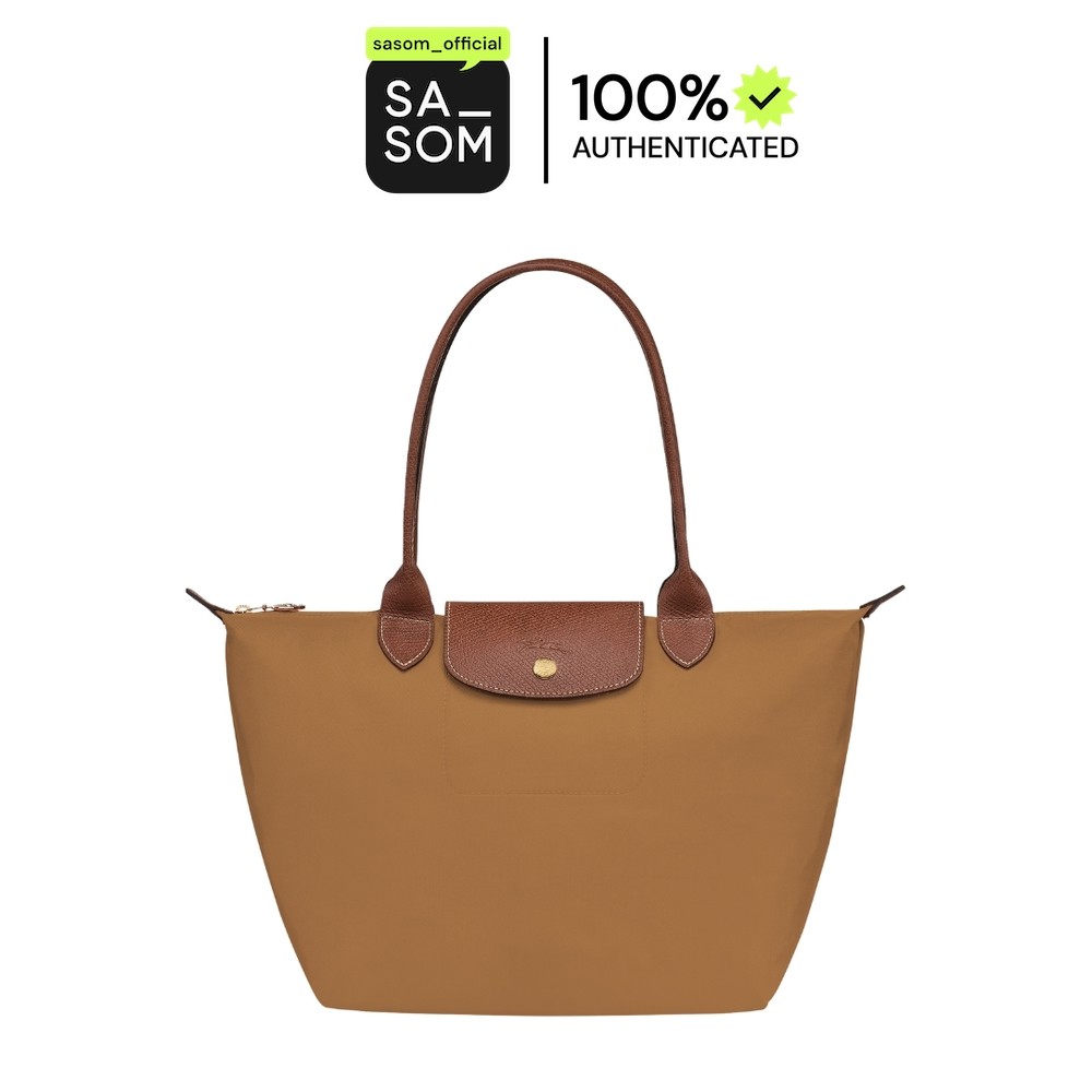 Longchamp Le Pliage Original M Tote Bag In Recycled Canvas With Gold Hardware Fawn | ของแท้ ตรวจสอบโ