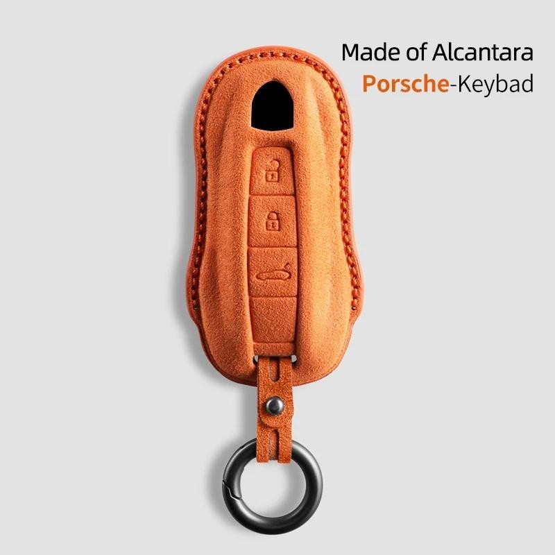 Alcantara ฝาครอบกุญแจรถสําหรับ Porsche Panamera Spyder Carrera Macan Cayman Cayenne 911 970 981 991 