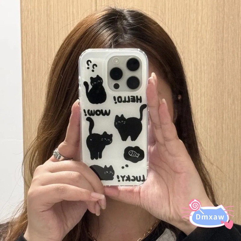 น่ารักแมวดําเคสโทรศัพท์สําหรับOPPO A6 A5 2025 A3 energy A2 A1 Pro GT A6i A5x A5i A3x A2x A1x A60 A40