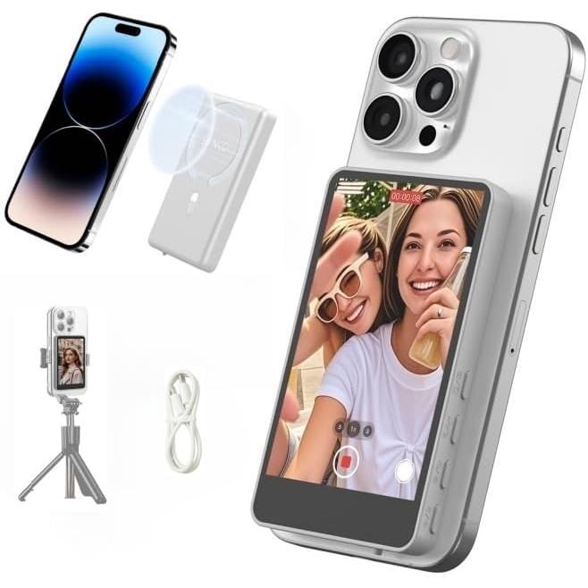 Synco Xview M4 โทรศัพท์ Vlog Selfie Monitor หน้าจอสําหรับ iPhone & Android กล้องหลัง,Magnetic Black 