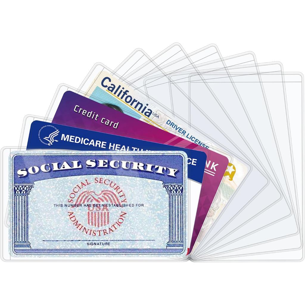 10 ชิ้น Social Security Card Protector Sleeves,31 Mil Soft Clean กันน้ํา SSN/New Medicare/Credit Car