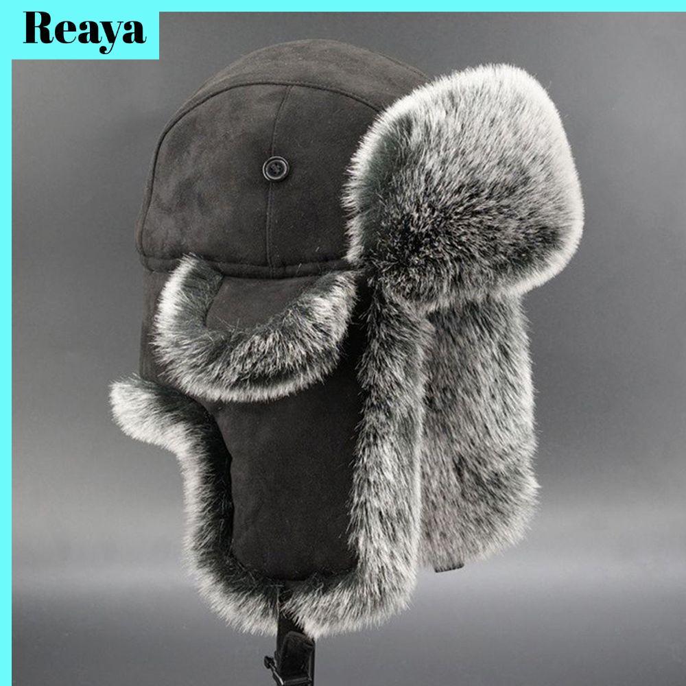 REAYA Faux Fur Earflap Russian Cossack Warm Winter Ushanka Bomber Hats