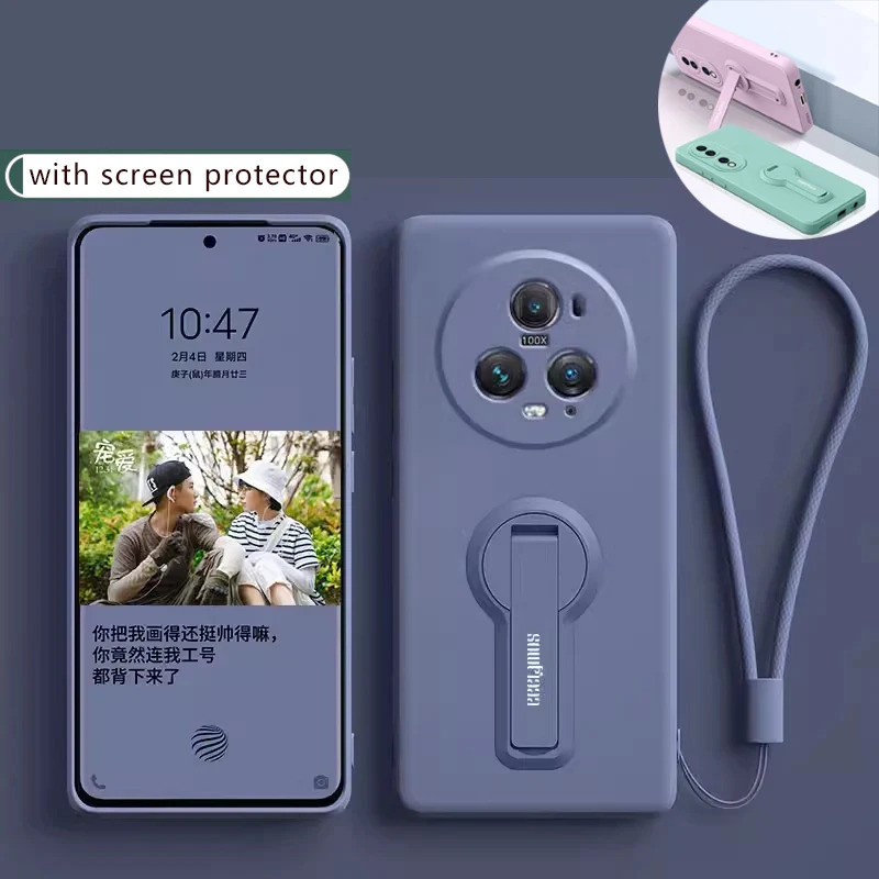 หรูหราซิลิโคนอ่อนนุ่มสําหรับ Huawei Honor Magic 5 6 7 8 4 3 Pro Lite เคสโทรศัพท์ X9B X9A พร้อมผู้ถือป้องกันหน้าจอ