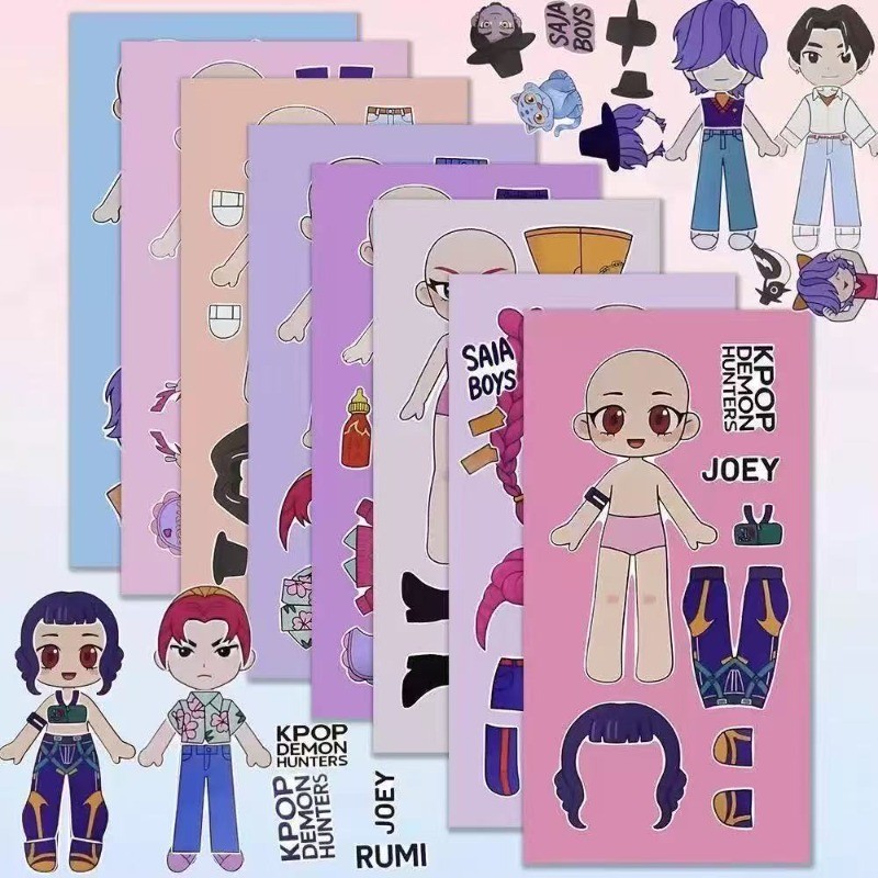 K-Pop Girl Group Dress Up Sticker Set 50g 8 ชิ้นไม่มี Duplicate DIY Craft สติกเกอร์
