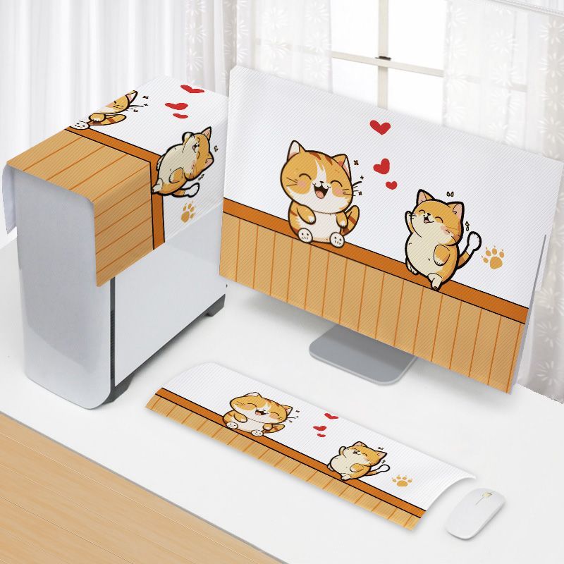 Computer Dust Cover Desktop Dust Cover Towel Host Keyboard Display Waterproof Dust Cover Cute Househ