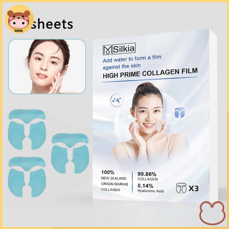 Aosun คอลลาเจนฟิล์มกระดาษที่ละลายน้ําได้พอกหน้าผิวแก้ม Stier หน้าผาก Patch Smile Lines แพทช์ต่อต้านร