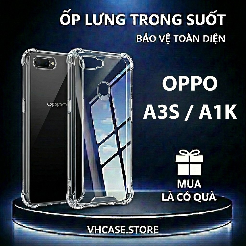 เคสกันกระแทก OPPO A3S / A1K โปร่งใส ซิลิโคน กันกล้อง-VHCASE.STORE