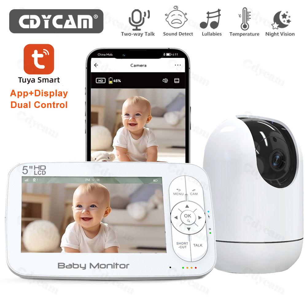 WiFi Baby Monitor APP View Control พร้อม Pan-Tilt-Zoom HD Video Camera Cry Detection Night Vision Lu