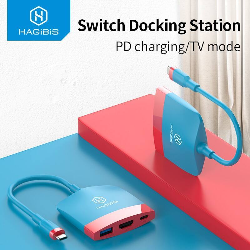 Hagibis Switch Dock TV Dock SWC01 สถานีเชื่อมต่อแบบพกพา USB C ถึง 4K HDMI USB 3.0 Hub สําหรับแล็ปท็อ