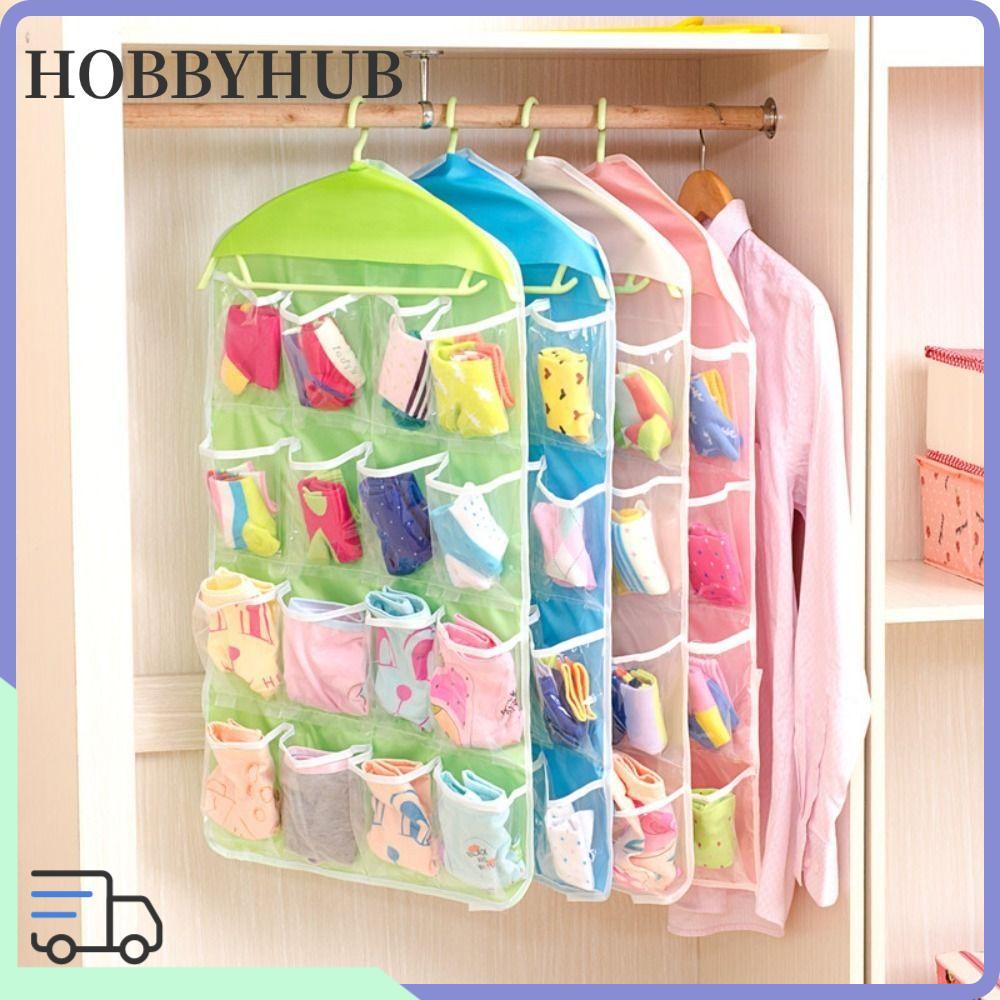 HOBBYHUB กระเป๋าแขวน, 16 กริดกระเป๋า Wall-Mount, แบบพกพาขนาดใหญ่พับได้มัลติฟังก์ชั่แขวนกระเป๋า