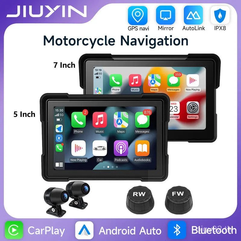 5/7 นิ้วรถจักรยานยนต์แบบพกพา DVR GPS นําทาง IPX8 จอแสดงผล LCD กันน้ําสําหรับ Wireless CarPlay Androi