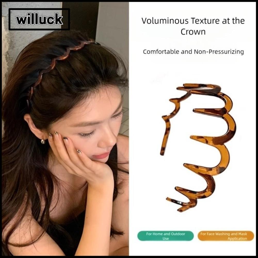 WILLUCK วงจรอิเล็กทรอนิกส์ผมแบบวอยฟ์ ทรง U ยืดหยุ่นและลื่น มีฟันแถบคาดศีรษะสำหรับผู้หญิง